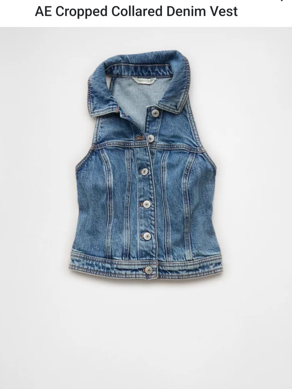 NWT American Eagle Cropped Collared Denim Vest - Size Small
